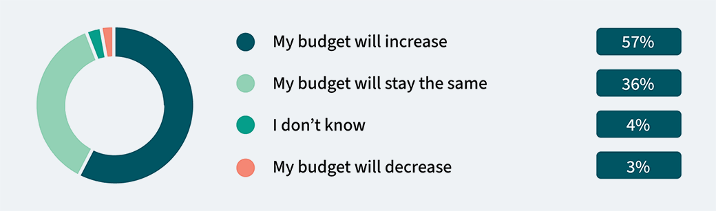 How do you anticipate your budget for investing in sustainability will change in the next 12 months graphic.